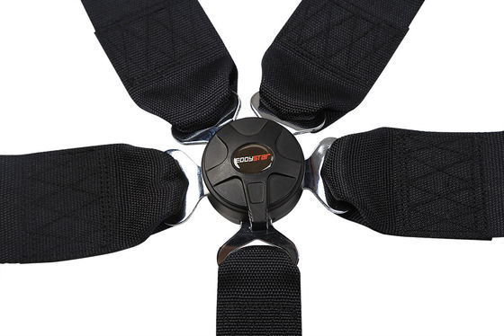 EDDYSTAR Ceinture de sécurité en nylon à cinq points Noir Couleur harnais de course à cinq points
