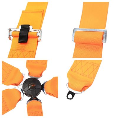 EDDYSTAR Ceinture de sécurité de course en nylon orange couleur 5 points ceinture de sécurité