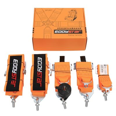 EDDYSTAR Ceinture de sécurité de course en nylon orange couleur 5 points ceinture de sécurité