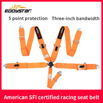 EDDYSTAR Ceinture de sécurité de course en nylon orange couleur 5 points ceinture de sécurité